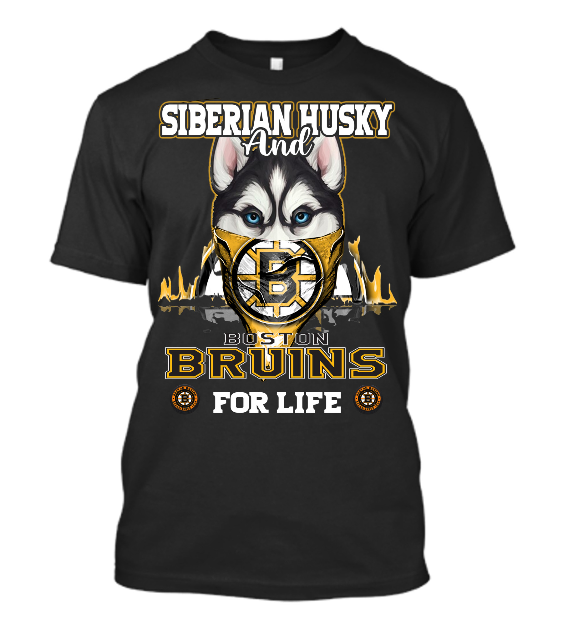 Siberian Husky And Boston Bruins For Life T-Shirt