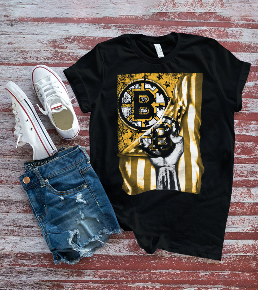 Boston Bruins American Flag Emblem T-Shirt