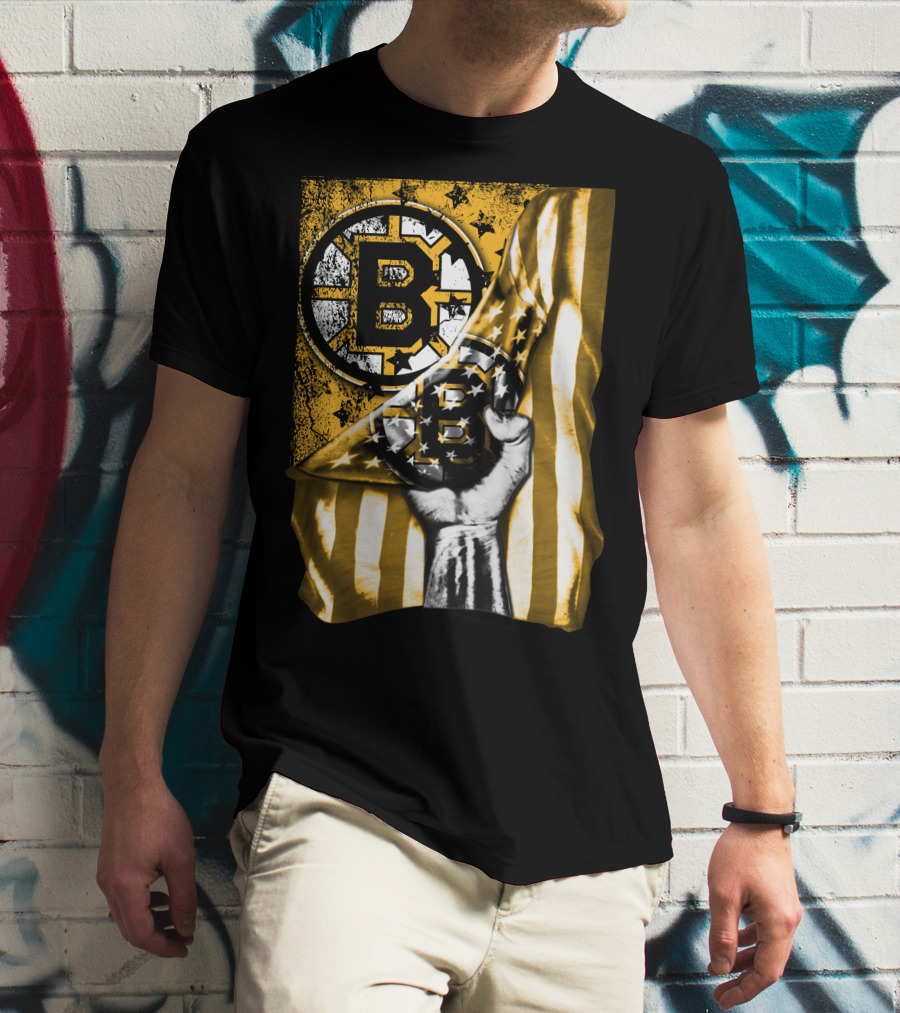 Boston Bruins American Flag Emblem T-Shirt