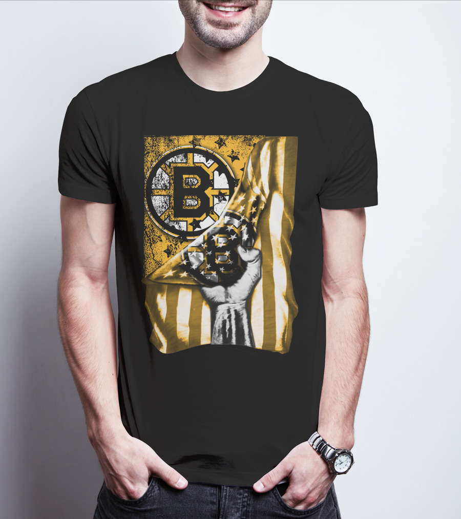 Boston Bruins American Flag Emblem T-Shirt