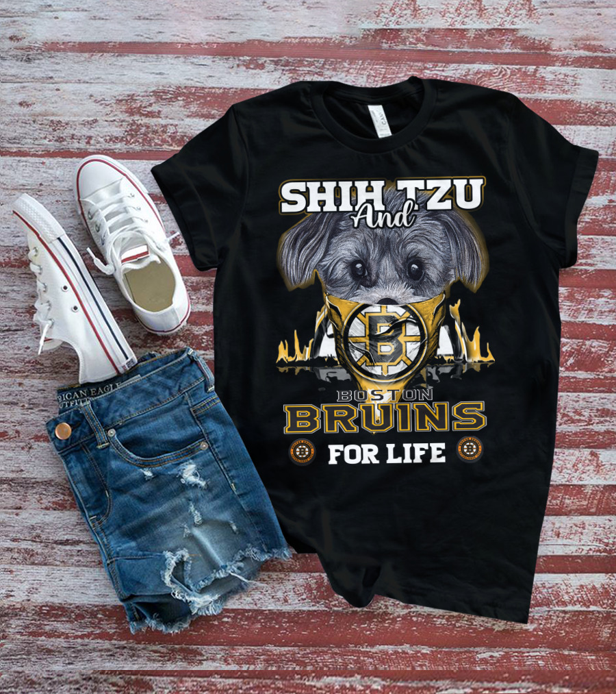 Shih Tzu And Boston Bruins For Life T-Shirt
