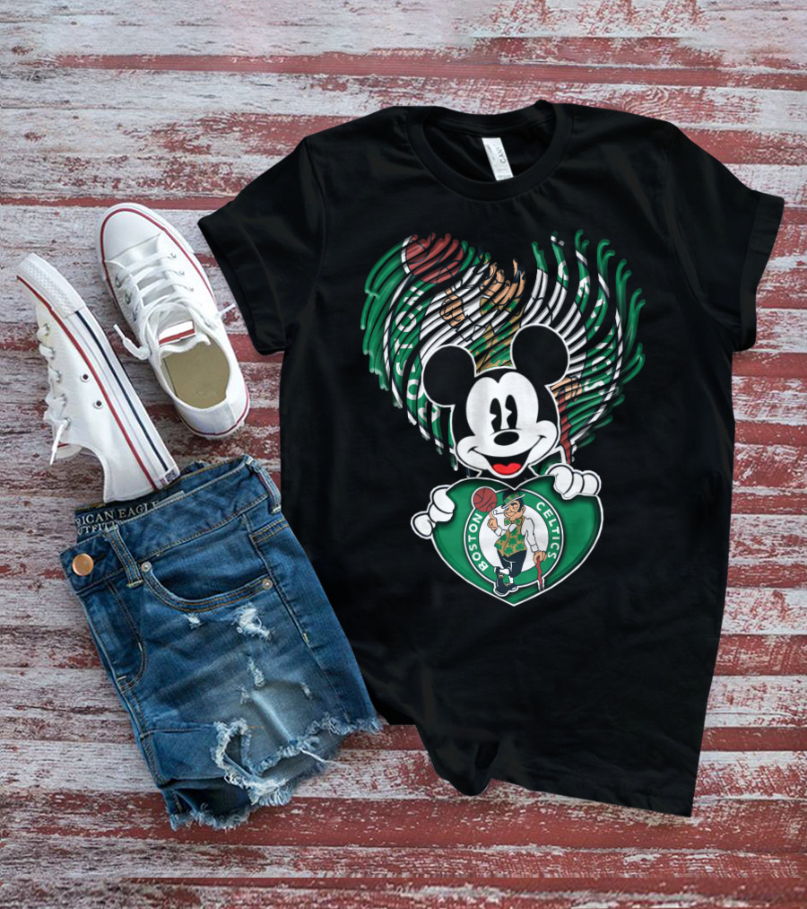 Mick Mouse Boston Celtics Basketball Fan Logo Mashup T-Shirt