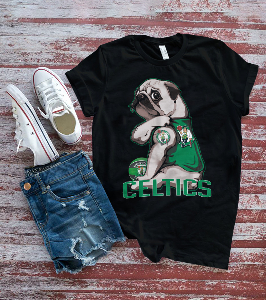 Pug Celtics Boston Basketball Fan Iconic Team T-Shirt