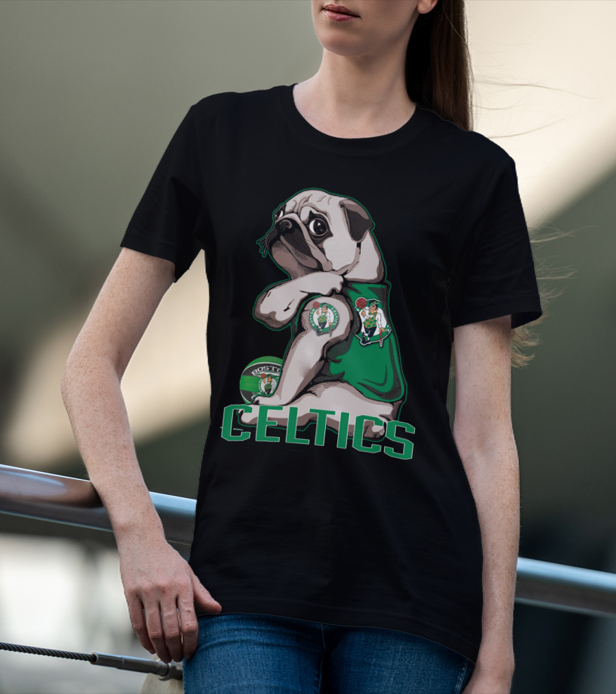 Pug Celtics Boston Basketball Fan Iconic Team T-Shirt