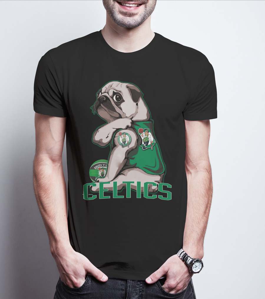 Pug Celtics Boston Basketball Fan Iconic Team T-Shirt