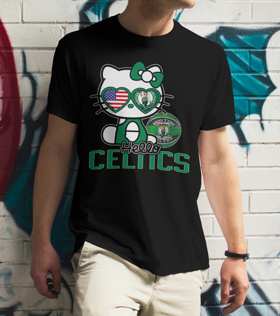 Hello Kitty Boston Celtics USA Heart Patch T-Shirt