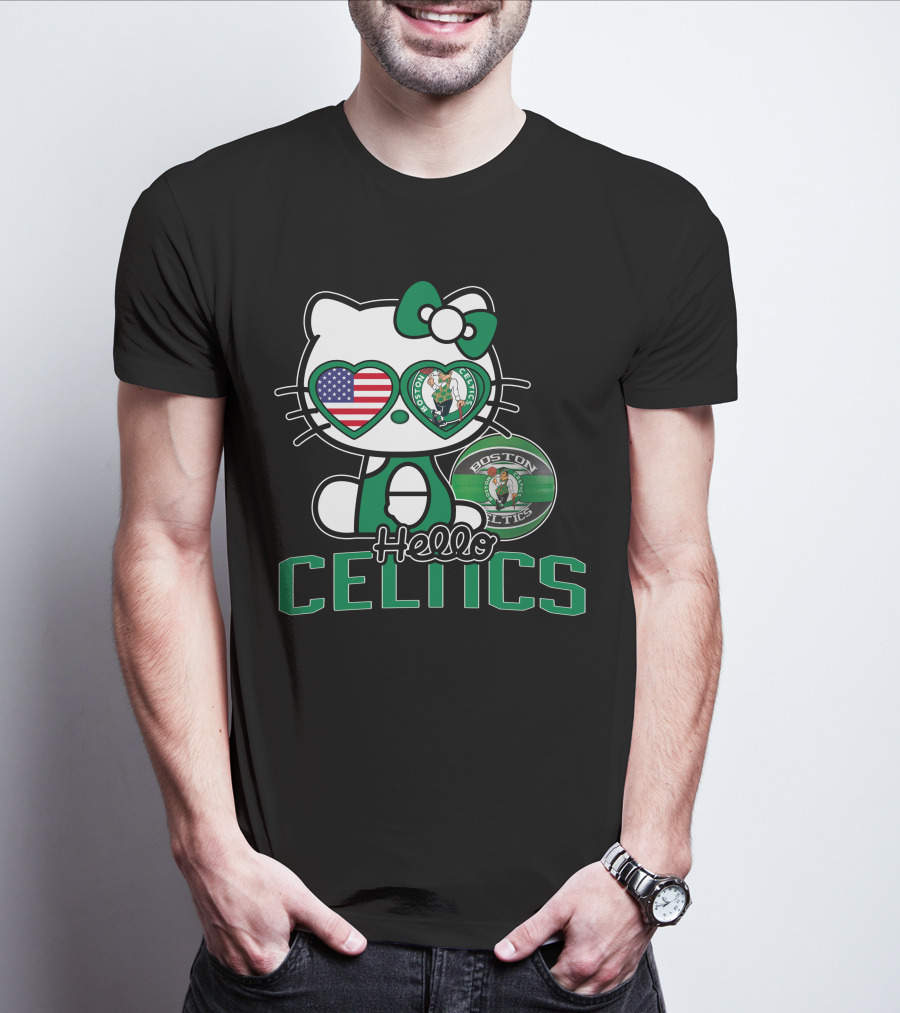 Hello Kitty Boston Celtics USA Heart Patch T-Shirt