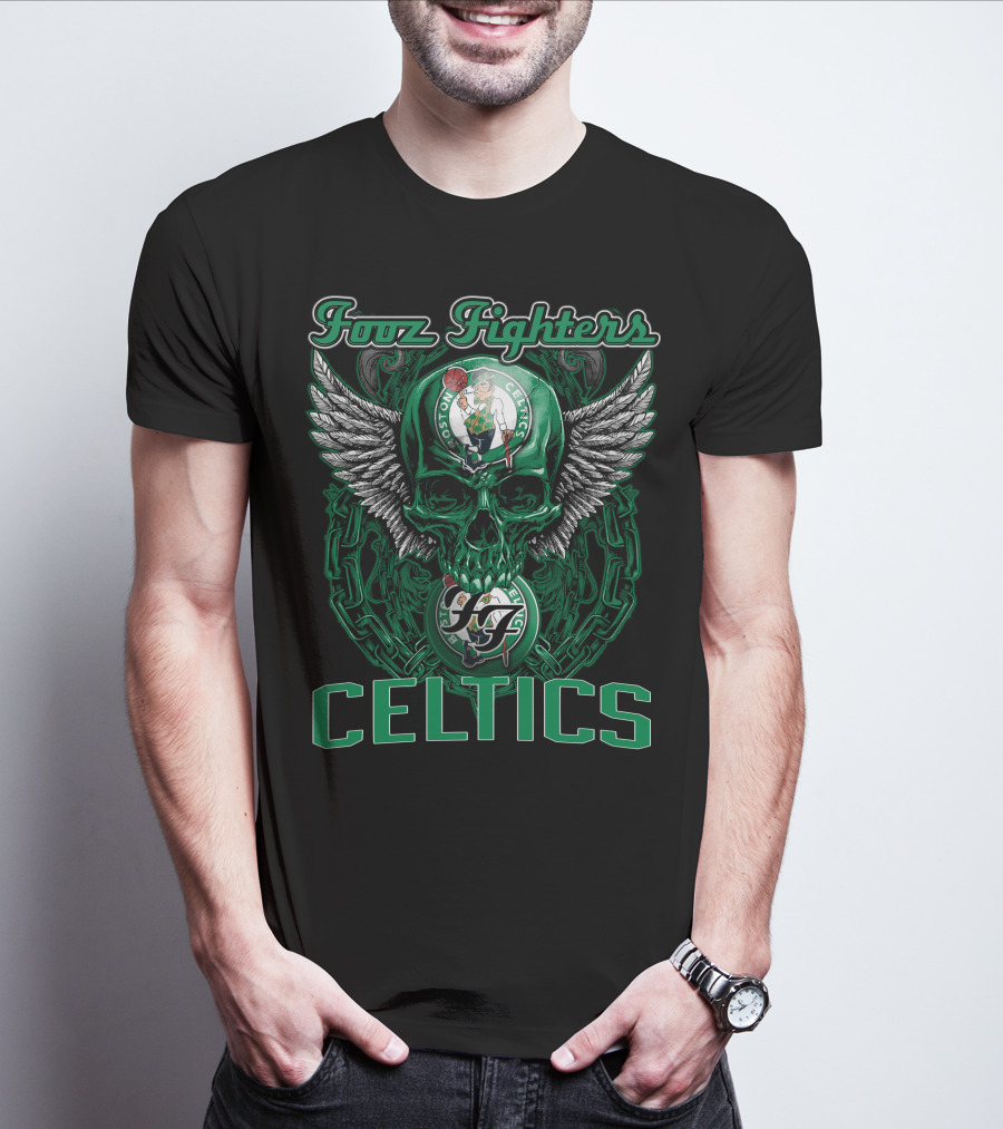 Foo Fighters Boston Celtics Winged Skull T-Shirt
