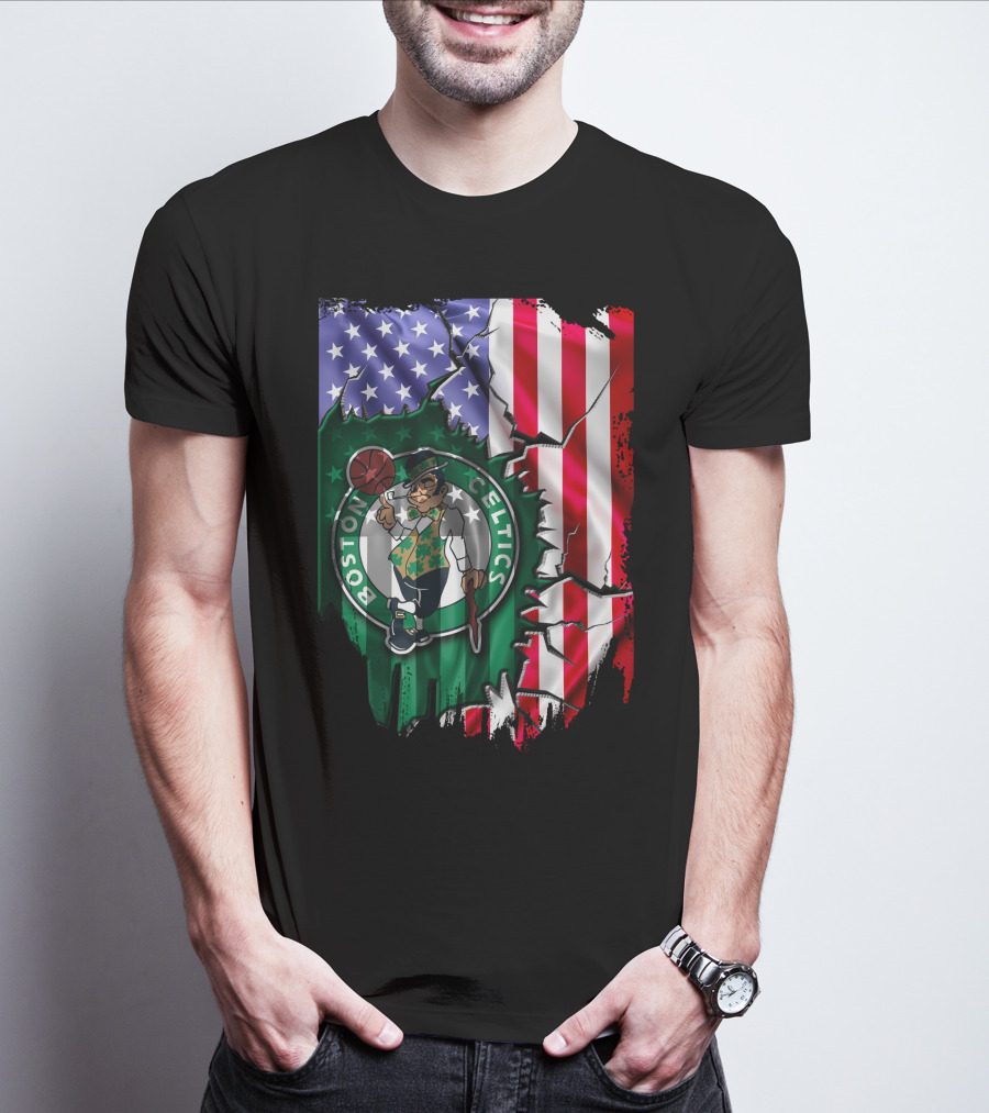 American Flag Boston Celtics T-Shirt