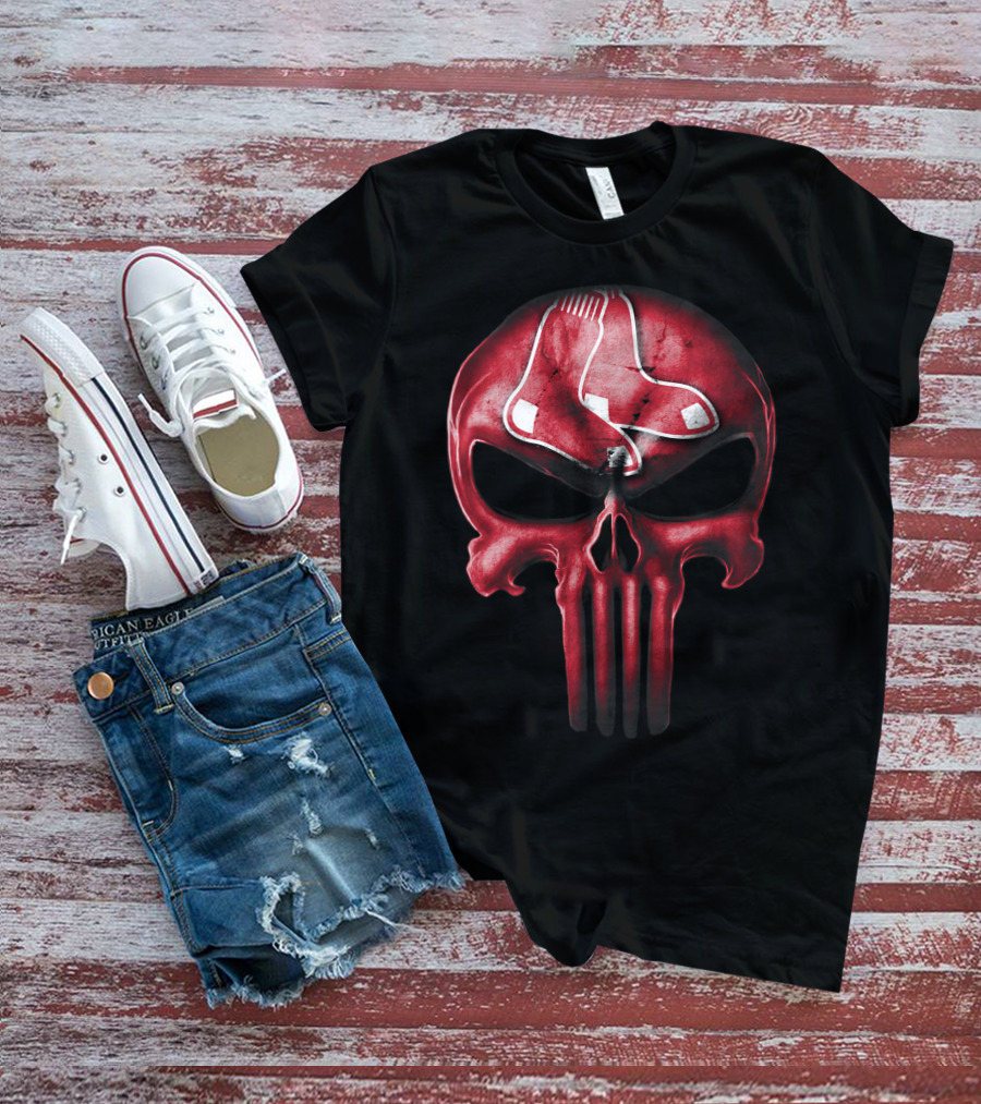 Boston Red Sox Skull Punisher Logo Sox T-Shirt