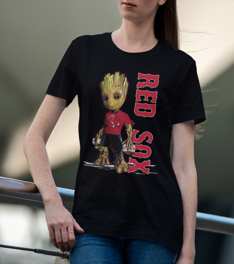 Baby Groot Boston Red Sox Fan Holding Baseballs T-Shirt