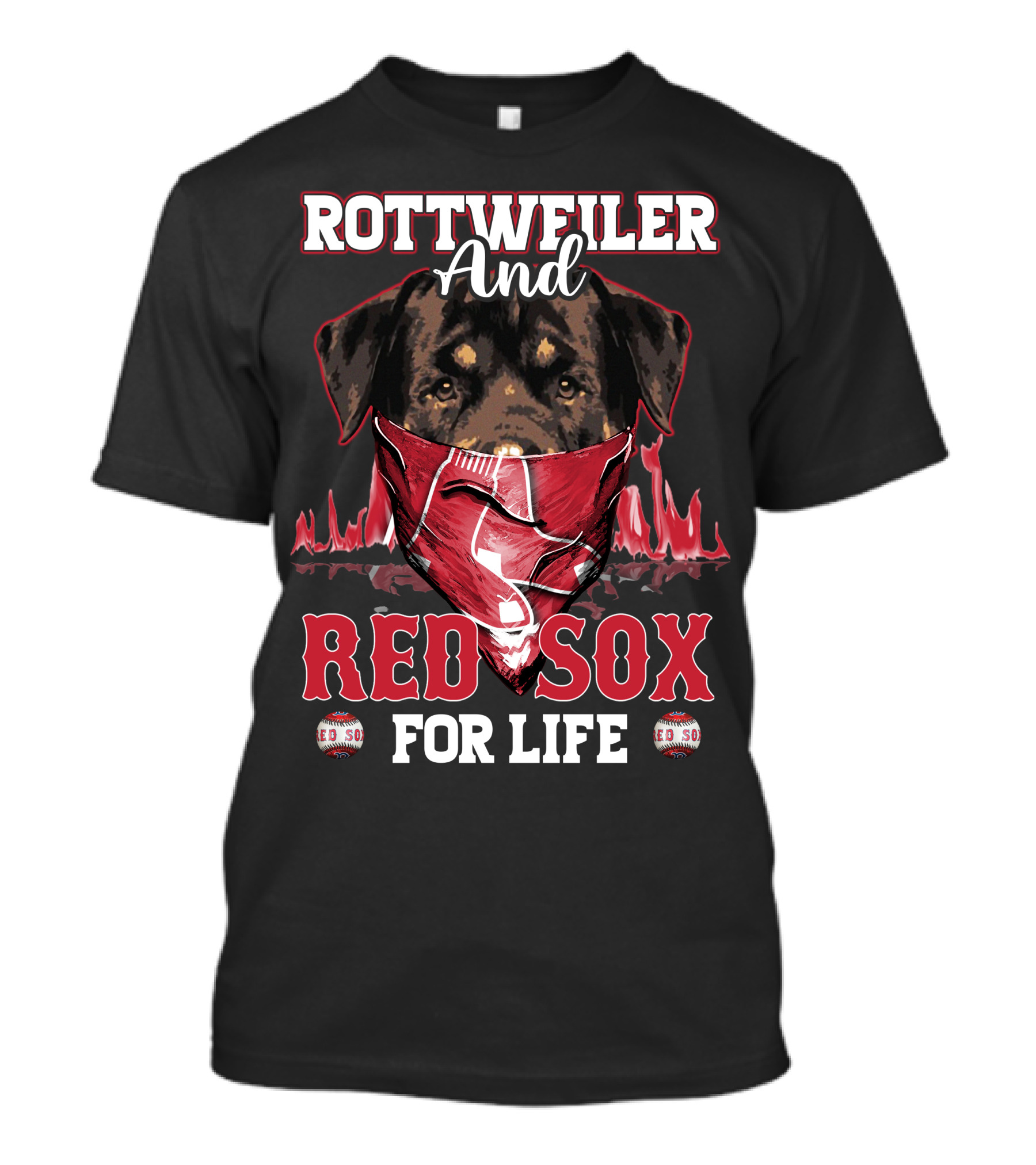 Rottweiler And Red Sox For Life T-Shirt