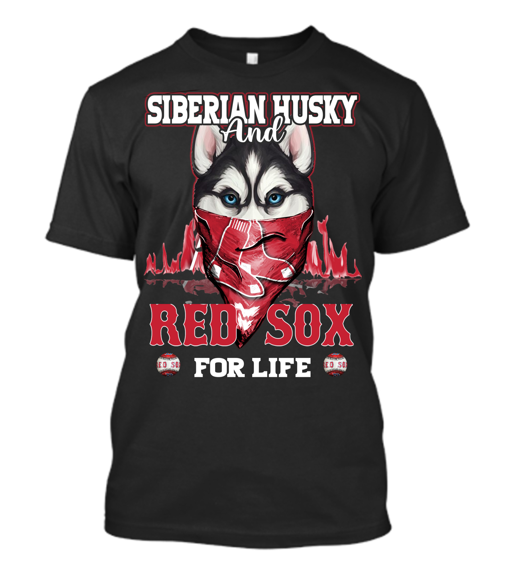 Siberian Husky And Red Sox For Life T-Shirt
