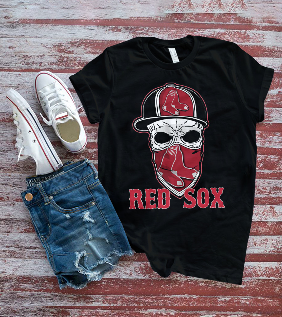 Boston Red Sox Skull Hat Design With Sox T-Shirt