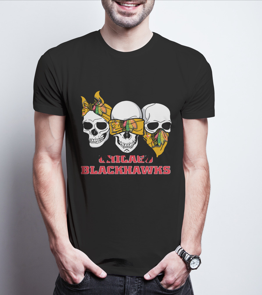 Chicago Blackhawks Three Skulls T-Shirt