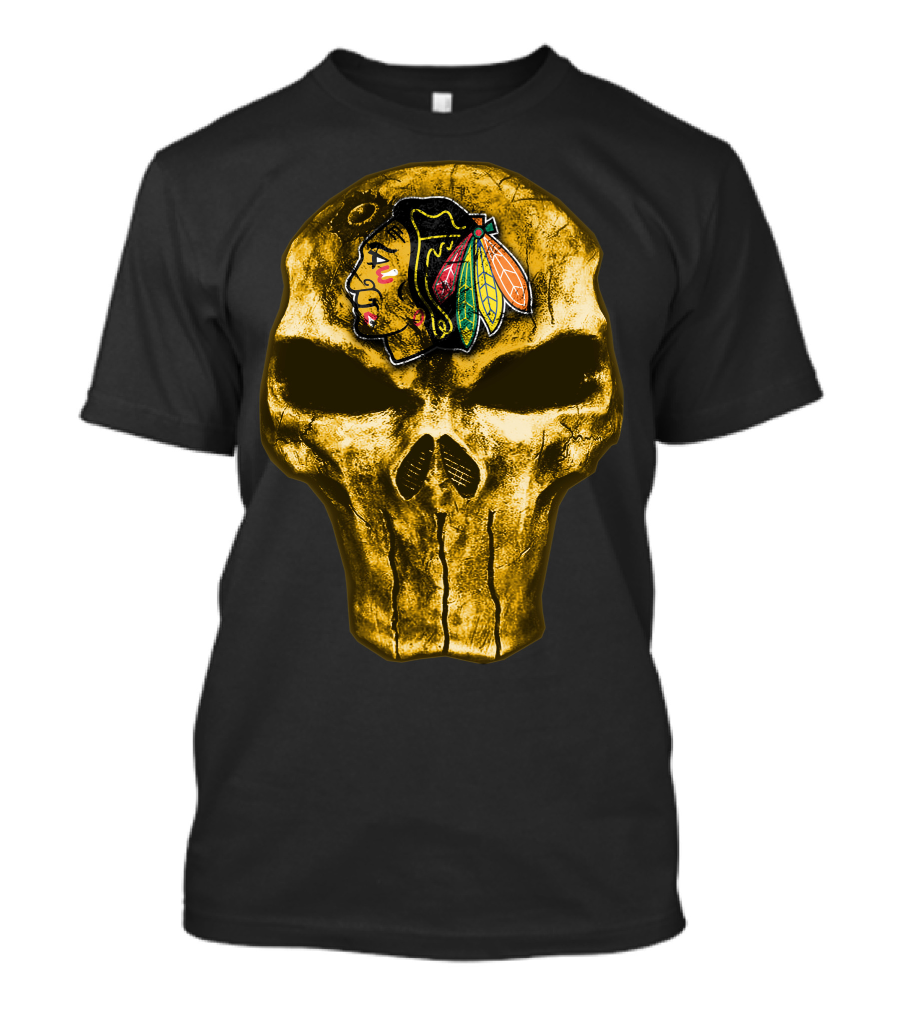 Skull Chicago Blackhawks Logo Fusion T-Shirt