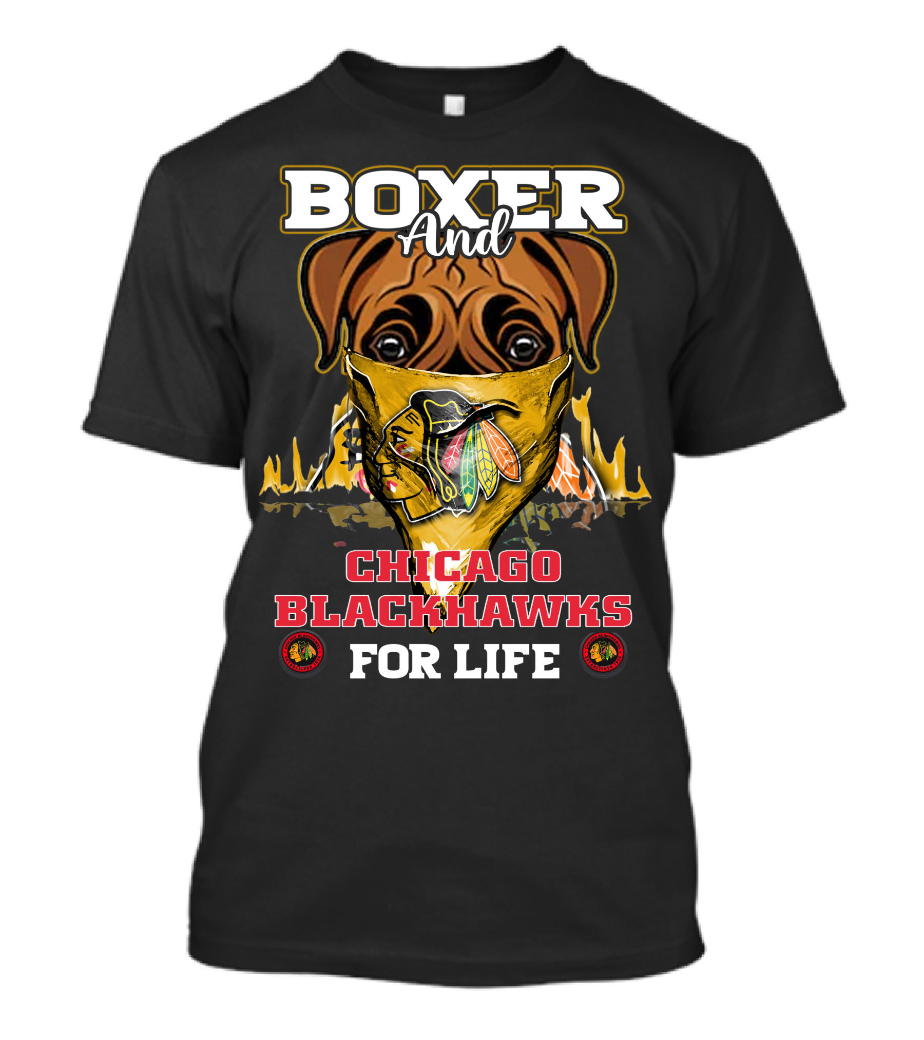 Boxer And Chicago Blackhawks For Life T-Shirt