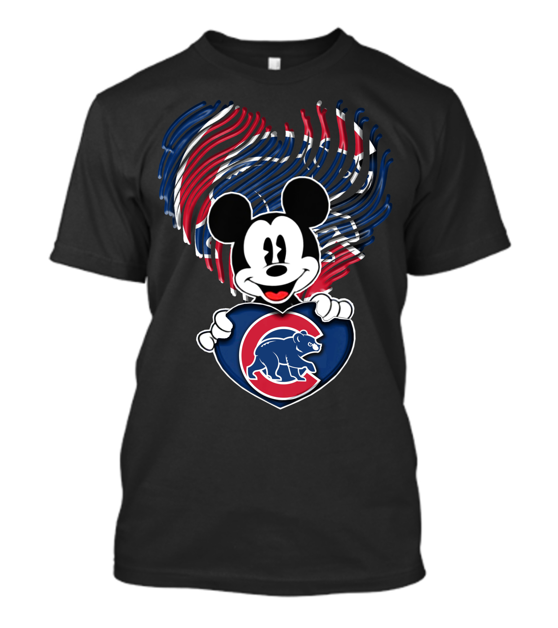 Mick Mouse Chicago Cubs Bear Heart T-Shirt