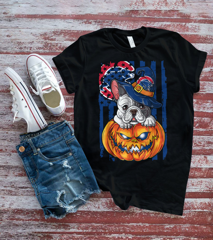 Hlw Bulldog Chicago Cubs Halloween Pumpkin Wizard T-Shirt