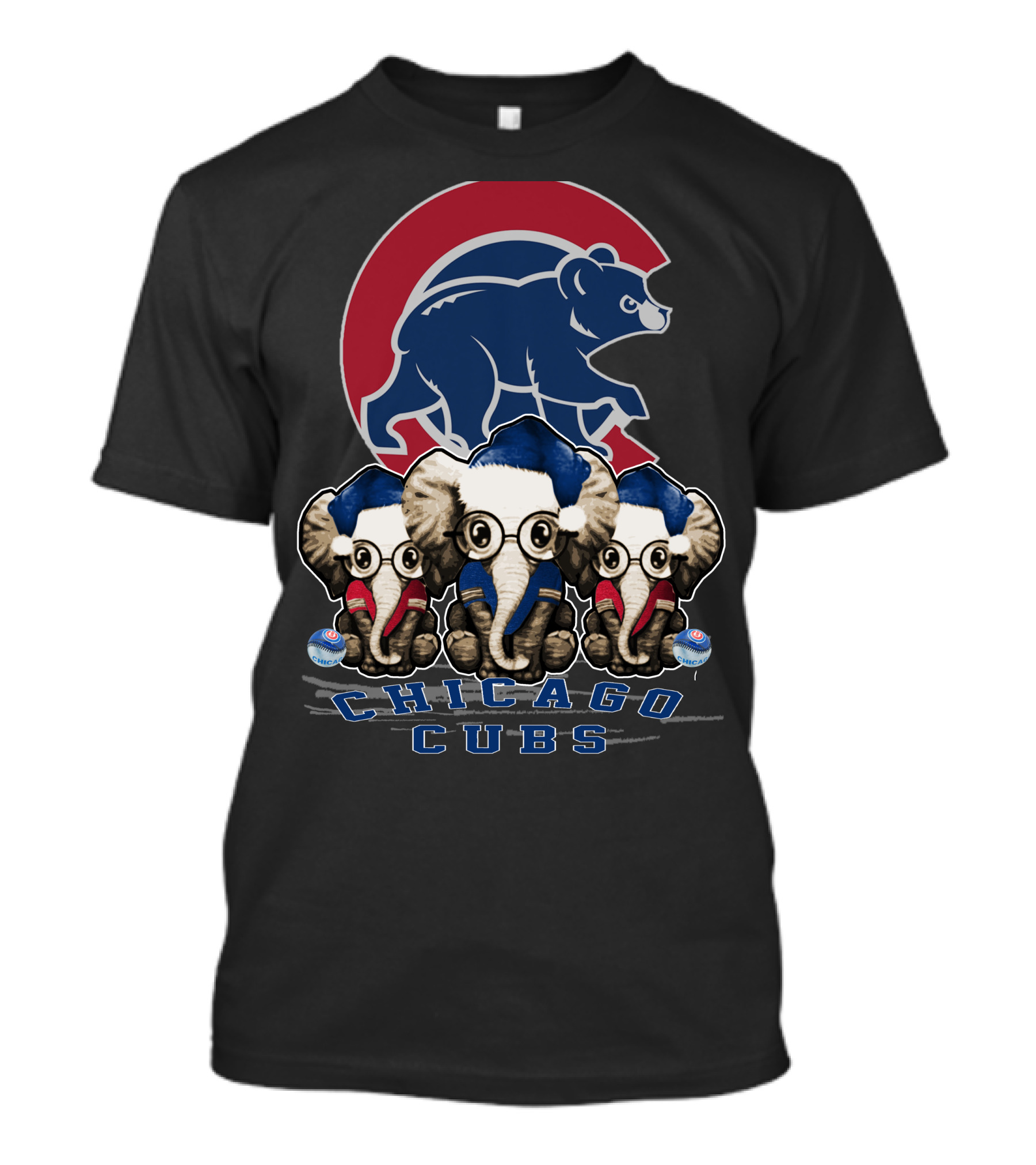 Chicago Cubs Christmas Elephants T-Shirt