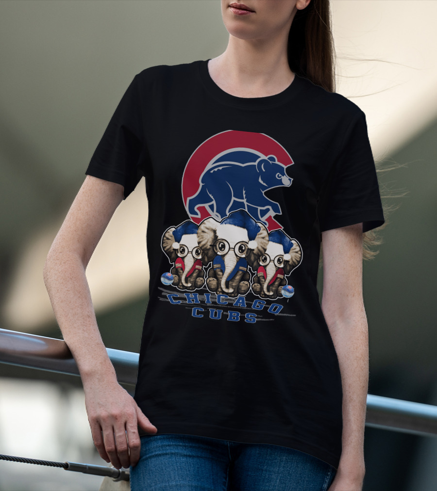 Chicago Cubs Christmas Elephants T-Shirt