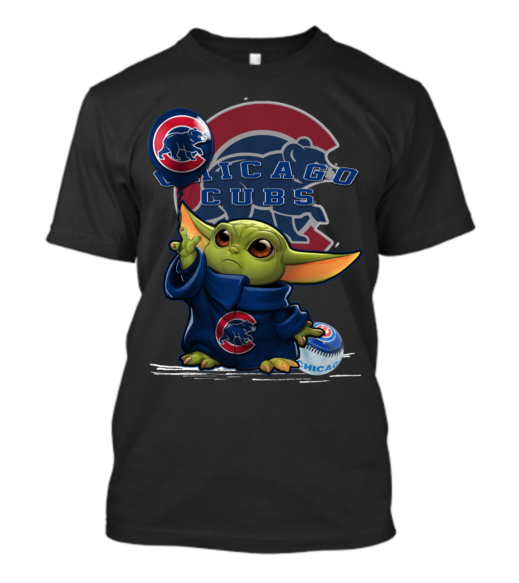 Chicago Cubs Yoda Holding Baseball Balloon T-Shirt