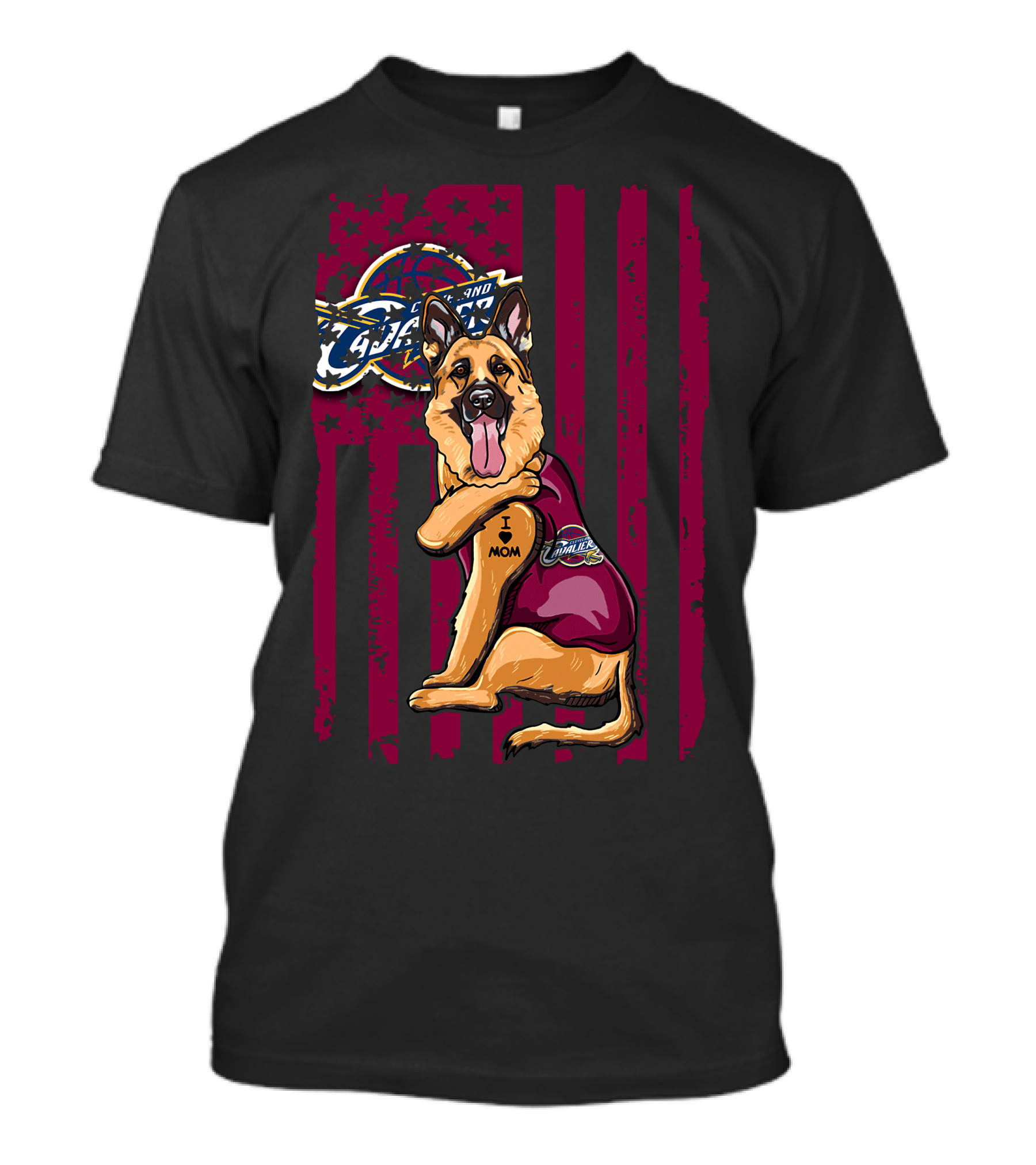 German Shepherd Cleveland Cavaliers Logo Tattoo I Mom T-Shirt