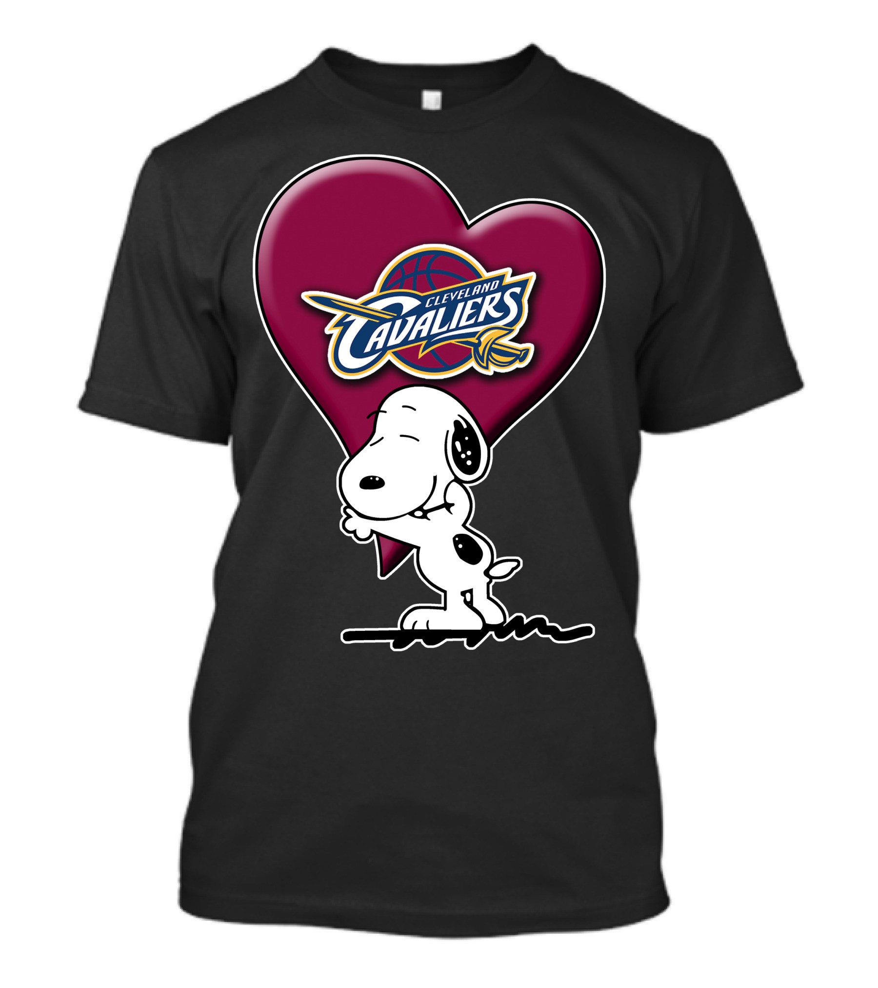 Snp V1 Cleveland Cavaliers Heart Basketball Snoopy Hugging T-Shirt