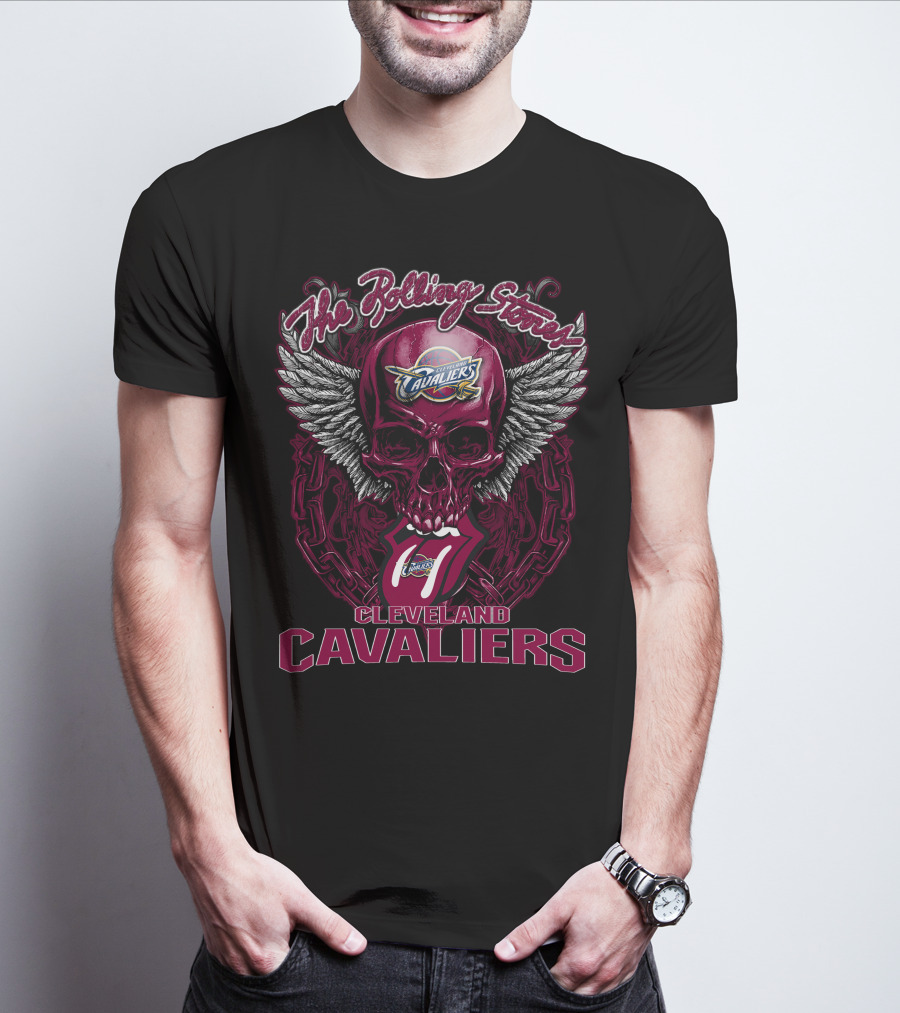 The Rolling Stones Cleveland Cavaliers Skull Winged Logo Mashup T-Shirt