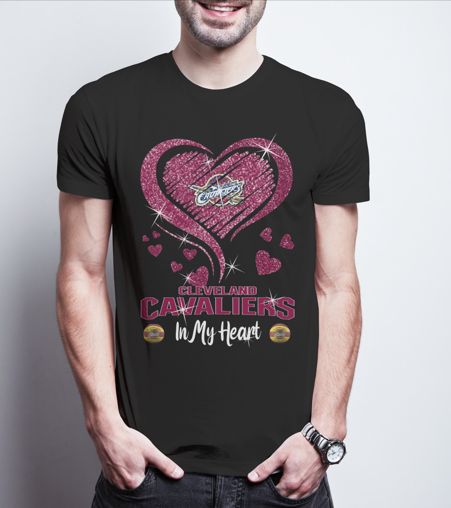 Cleveland Cavaliers In My Heart Sparkling Hearts T-Shirt