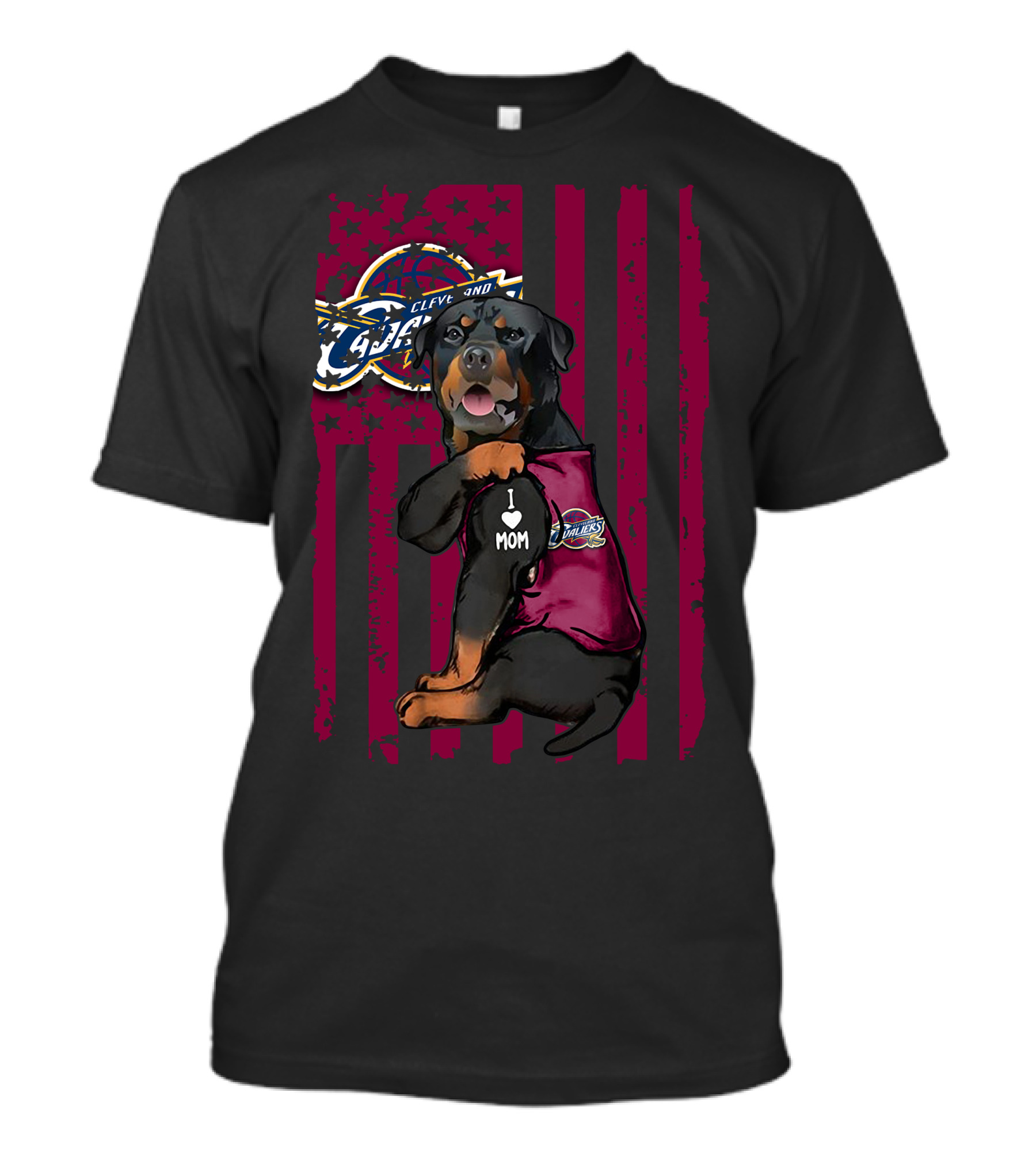 Rottweiler Cleveland Cavaliers I Love Mom Team Spirit Fan T-Shirt