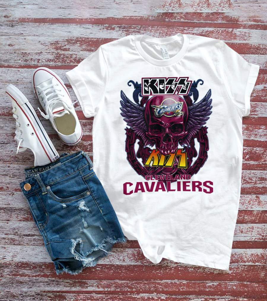 Kiss Cleveland Cavaliers Skull Wings T-Shirt