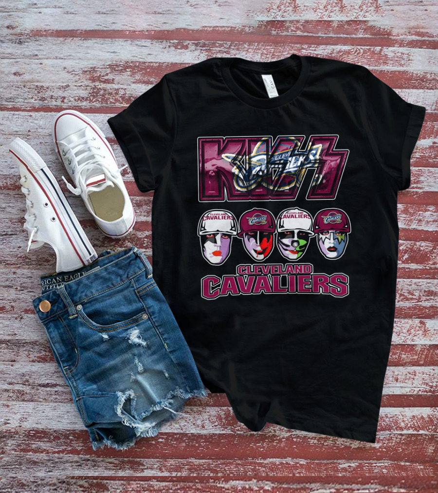 KISS Cleveland Cavaliers Rock Band Tribute Faces With Team T-Shirt