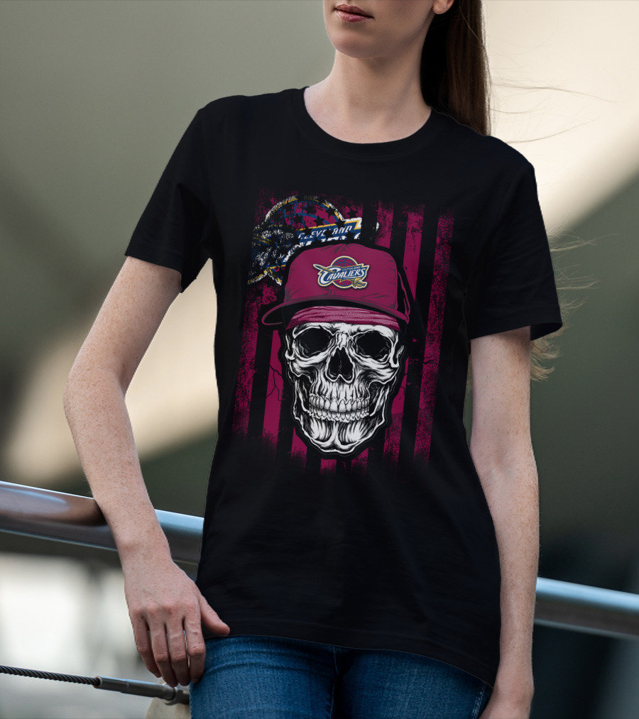 Cleveland Cavaliers Skull With Logo Hat T-Shirt