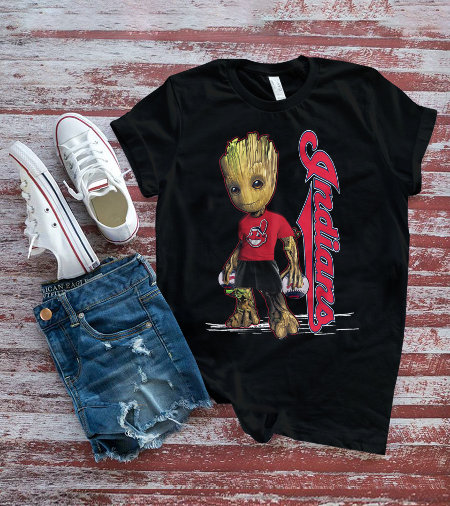 Groot Indians Baseball Character With Team T-Shirt
