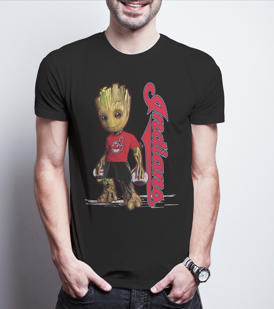 Groot Indians Baseball Character With Team T-Shirt