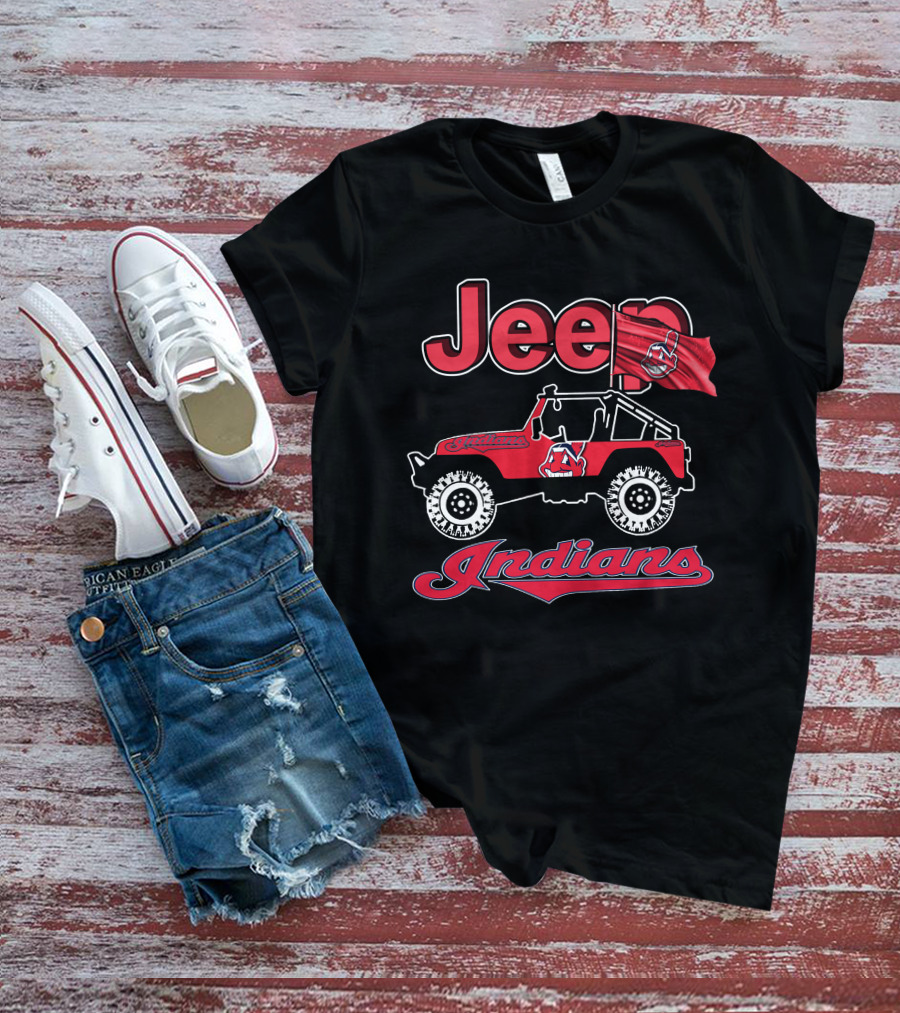 Jeep Indians Cleveland Red Offroad Vehicle Flag T-Shirt