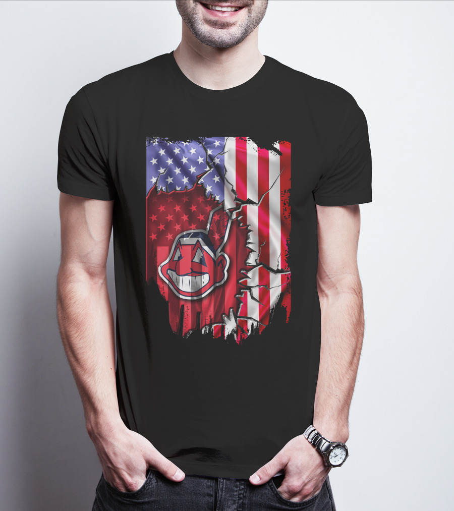 American Flag Cleveland Indians Iconic T-Shirt
