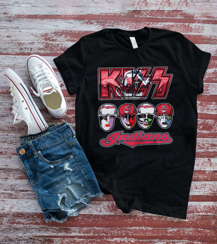 Kiss Cleveland Indians Face Paint Baseball Team T-Shirt