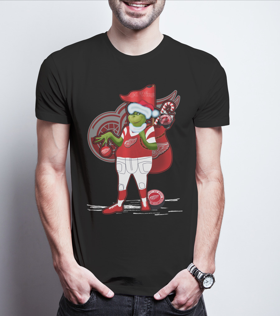 Grinchxmas Red Wings Hockey Holiday Crossover Detroit Wear T-Shirt