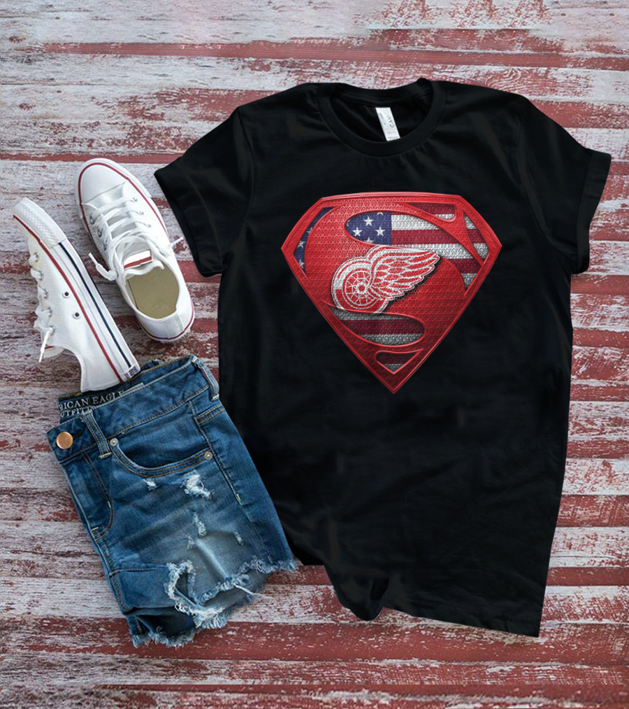 Detroit Red Wings American Flag Superman T-Shirt