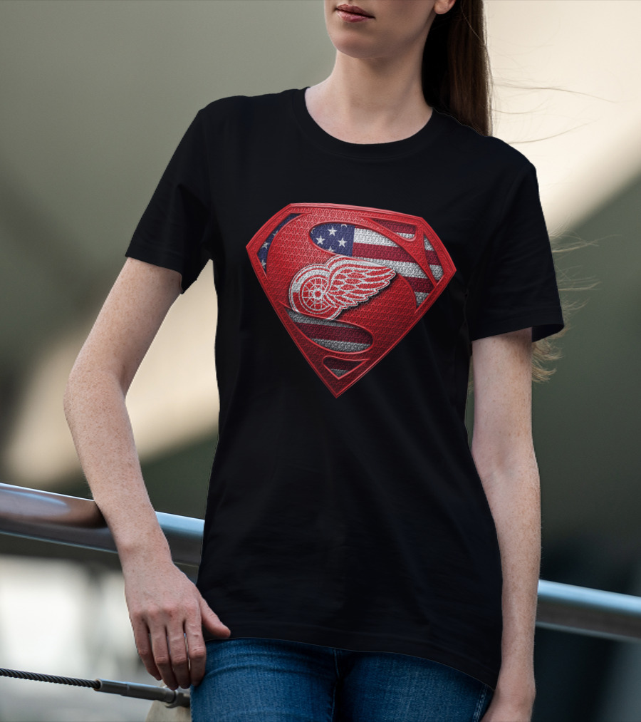 Detroit Red Wings American Flag Superman T-Shirt