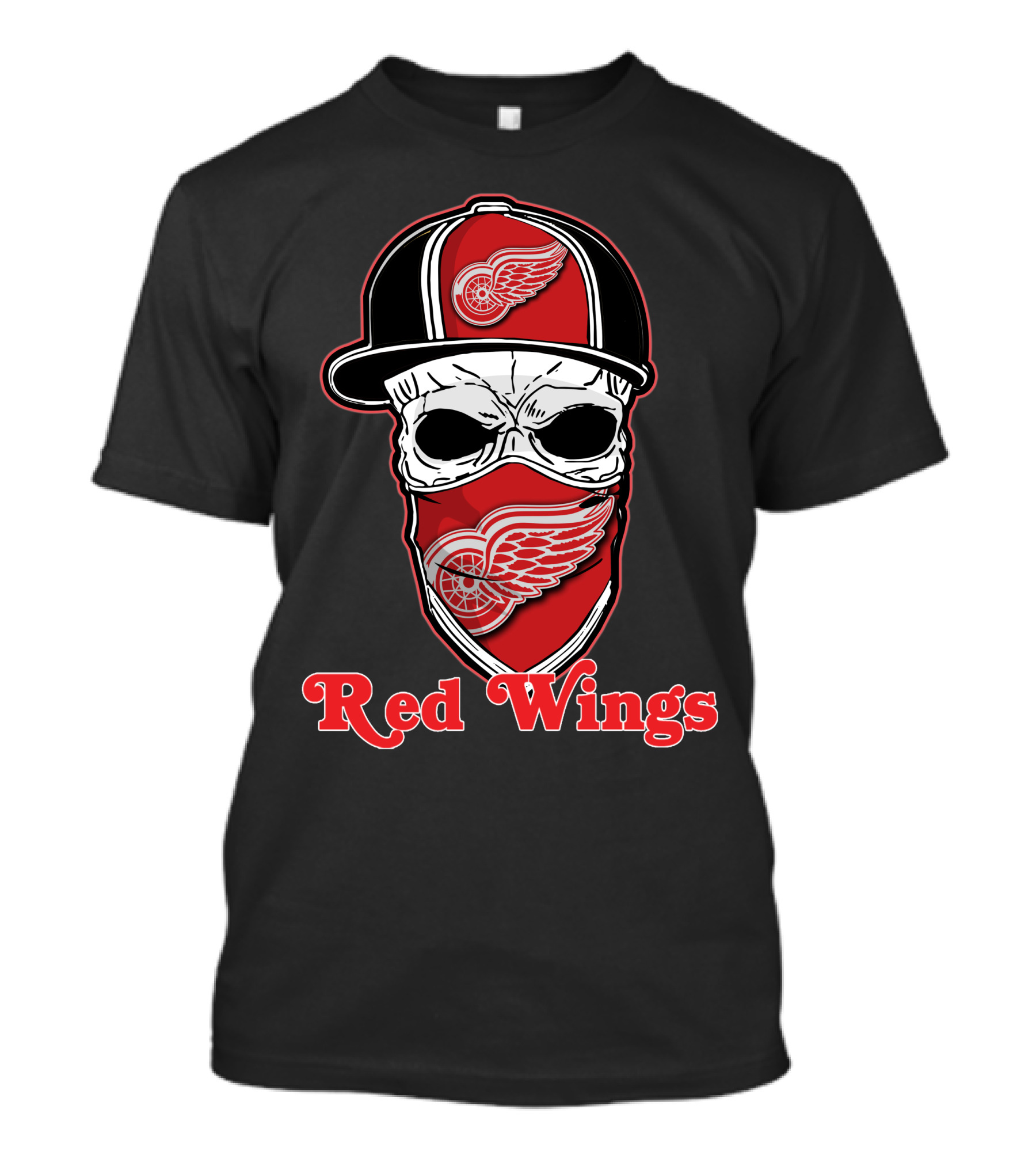 Detroit Red Wings Skull Hat Iconic Wings T-Shirt