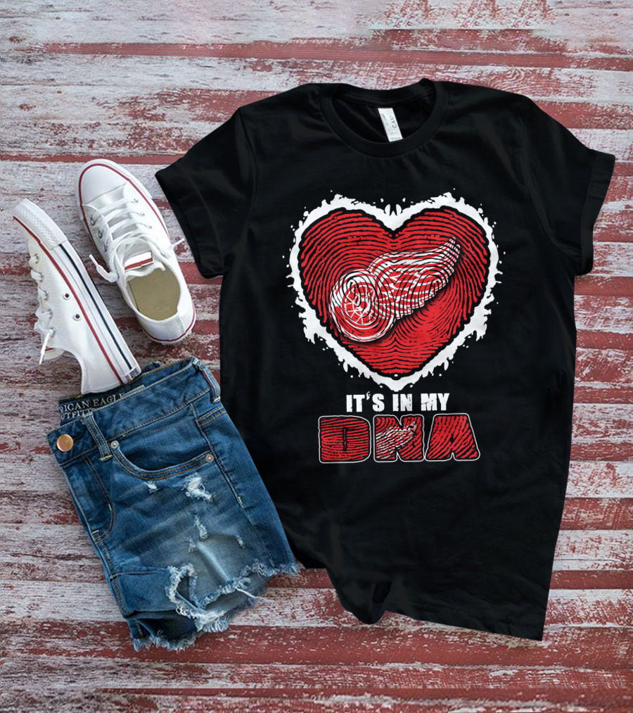 Detroit Red Wings It's In My DNA Heart Fingerprint T-Shirt