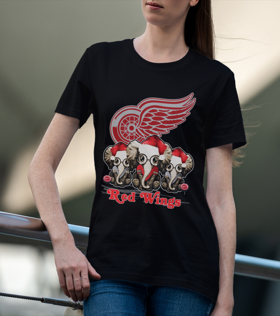 Red Wings Santa Elephants Christmas Detroit T-Shirt