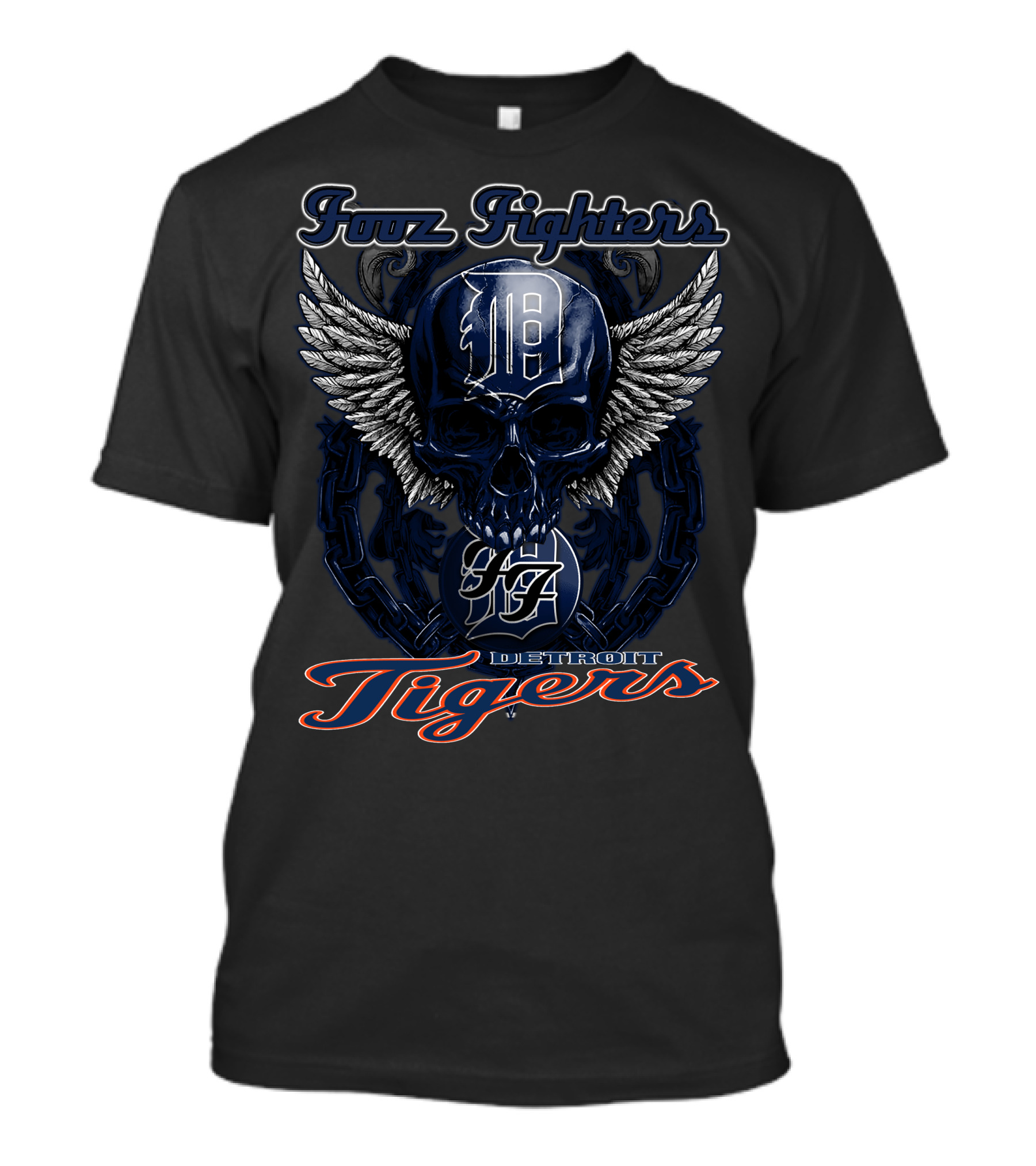 Foo Fighters Detroit Tigers Skull Wings D T-Shirt