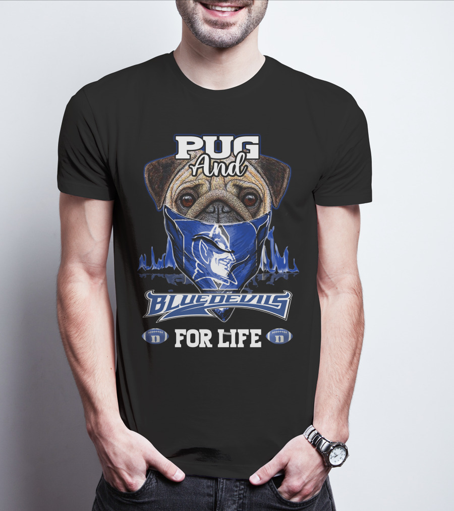 Pug And Blue Devils For Life T-Shirt
