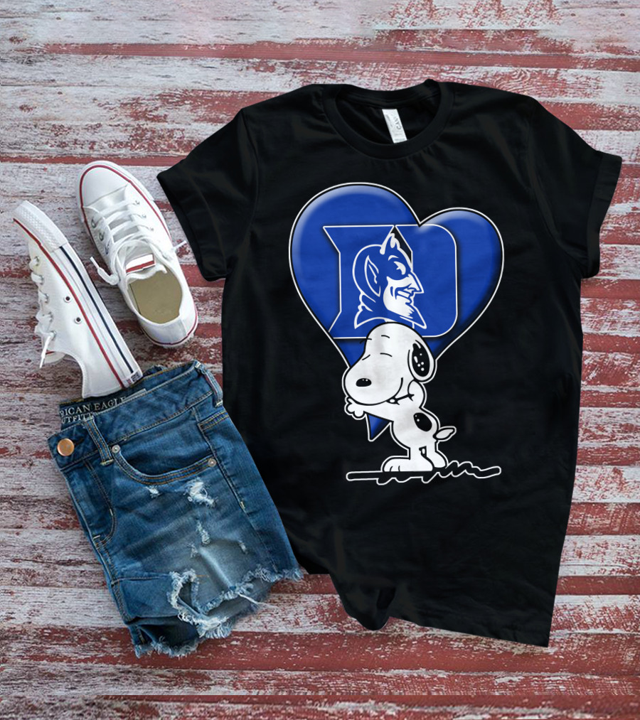 Snoopy Hugging Duke Blue Devils Heart T-Shirt