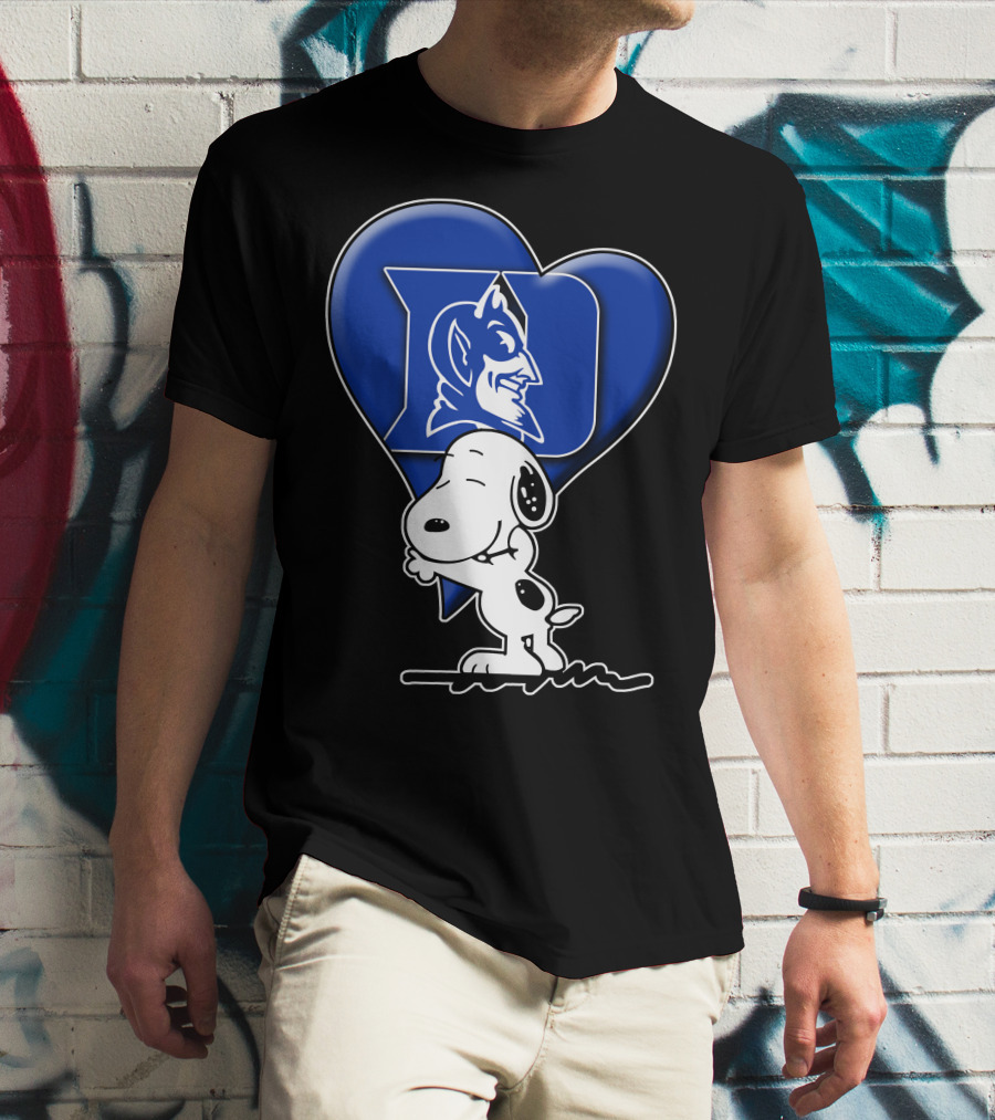 Snoopy Hugging Duke Blue Devils Heart T-Shirt