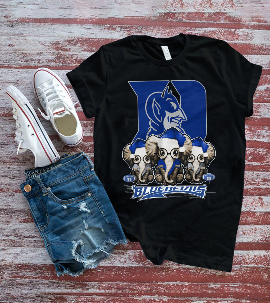 Elephant Xmas Duke Blue Devils Holiday Trio T-Shirt
